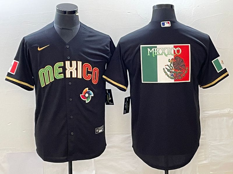 Men 2023 World Cub Mexico Blank Black gold Nike MLB Jersey5->more jerseys->MLB Jersey